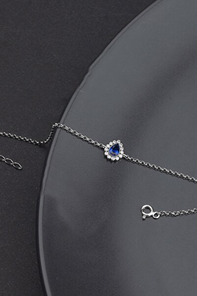 LINTERNA 925 Ayar Gümüş Safir Damla Model Bileklik