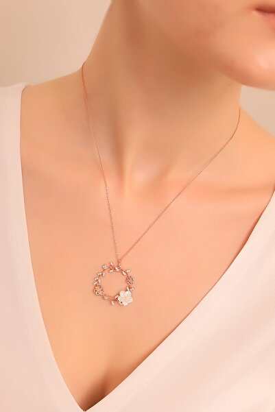 LINTERNA 925 Ayar Gümüş Manolya Çiçeği Sedef Kolye