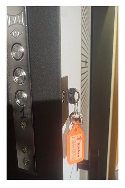 Tezdoor Çelik Kapı Modelleri Siyah Kasalı Rustik Çizgili Düz Model , Tırnaklı Sistem Daire Kapısı Sol