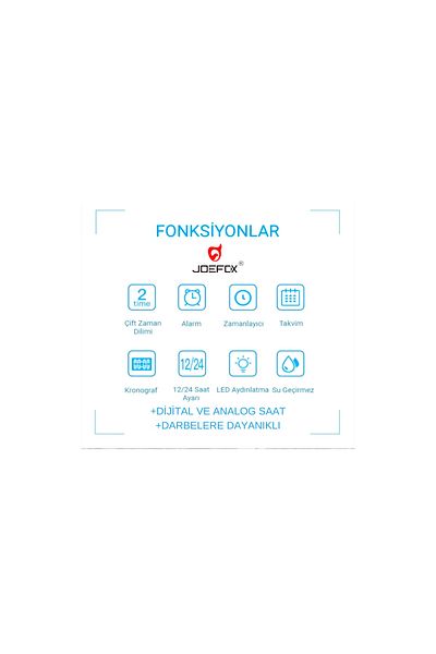 Joefox ساعة يد رجالية بسلك سيليكون تناظرية رقمية 1614ys