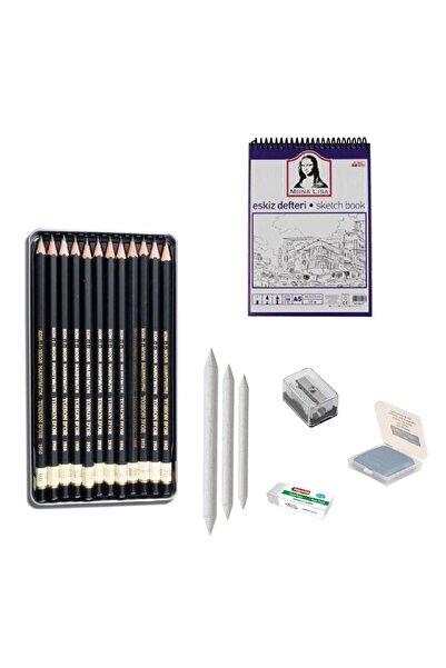 Koh-i Noor مجموعة رسم للمبتدئين 3 + قلم رصاص متدرج + دفتر ملاحظات مقاس A5 + م...