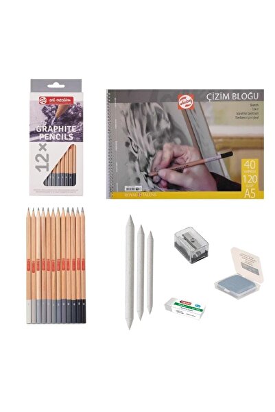 Bruynzeel Eskiz Başlangıç Seti 2 + Dereceli Kalem + A5 Defter + Dağıtıcı Set + Silgi + Açacak + Hamur Silgi