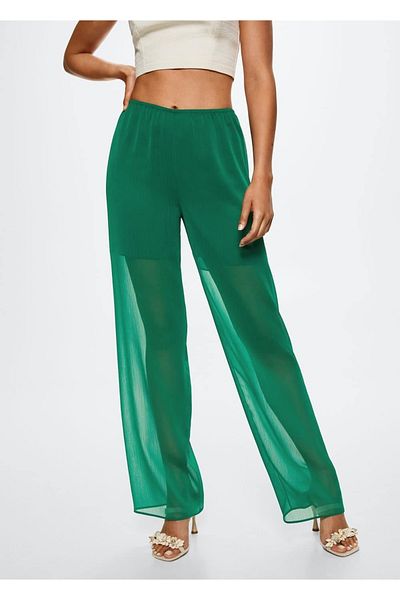 MANGO Woman Pantaloni cu croi drepte semitransparenti
