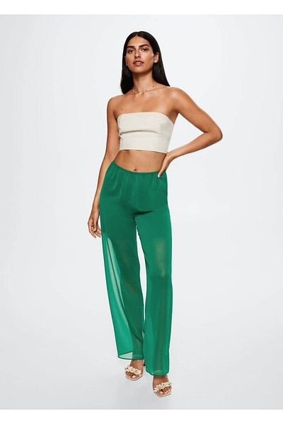 MANGO Woman Pantaloni cu croi drepte semitransparenti