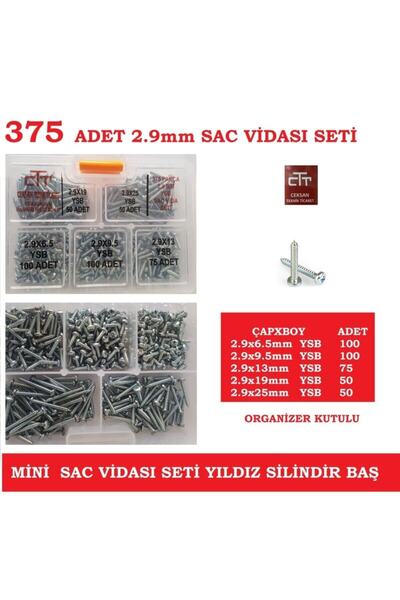 CEKSAN Sac Vidası Seti- Çap 2.9mm Ysb 375 Adet