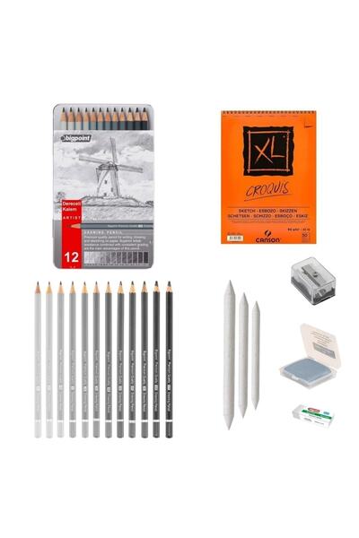 Bigpoint Sketch Starter Set 7 + Graduated Pen + A5 Notebook + Dispenser Set +...