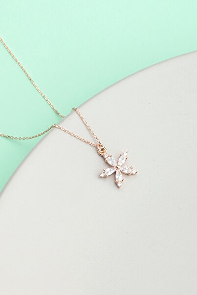 LINTERNA 925 Ayar Gümüş Beyaz Taşlı Nergis Çiçeği Kolye