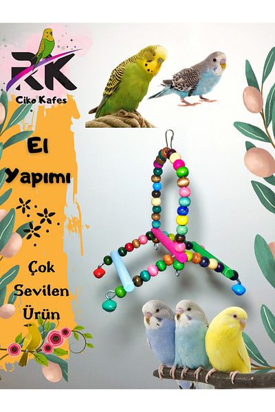Ciko Kafes Colorful Double Sided Bell Swing for Small Birds