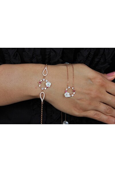 EZİLA SİLVER Manolya Çiçekli Gümüş Kolye Bileklik Set