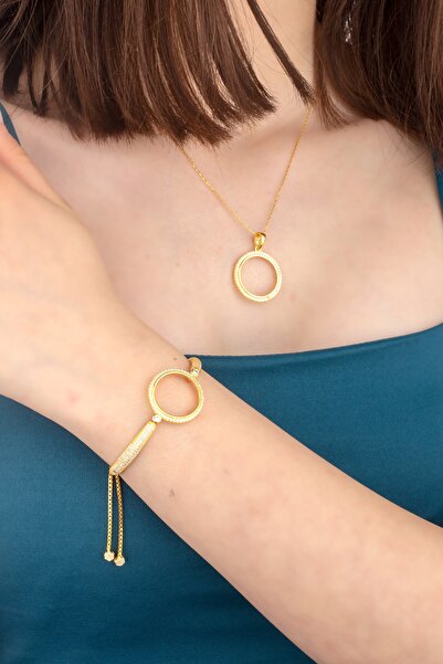 Miavi Silver 925 Ayar Gümüş Çeyreklikli Kolye Ve Bileklik Takı Seti