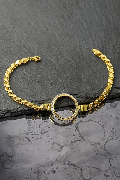 LINTERNA 925 Ayar Gümüş Pullu Zincir Çeyreklikli Bileklik