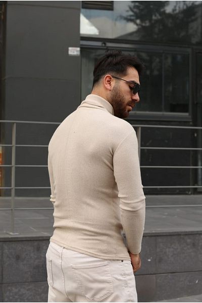 FATELLA Men's Full Turtleneck Slim Fit Model Knitwear Turtleneck Sweater