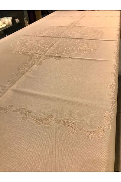 Santara Avangard Jumbo Glitter Rezistent la pete Impermeabil Fără griji 160 X 220cm Față de masă cu sclipici de culoare crem