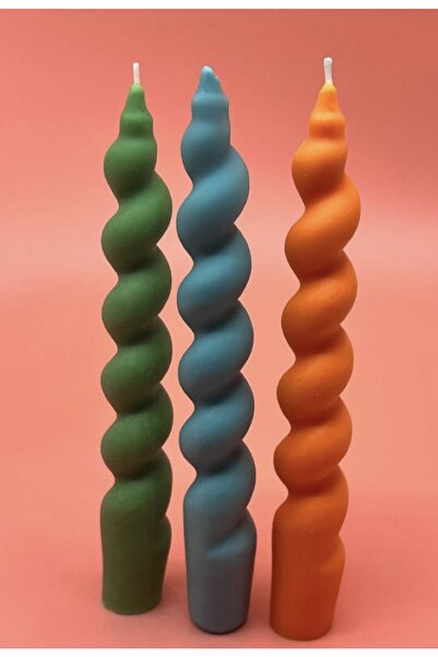 Mumbox mutluluk mum şeklinde 3’lü Dekoratif Şamdan Sprial Mum