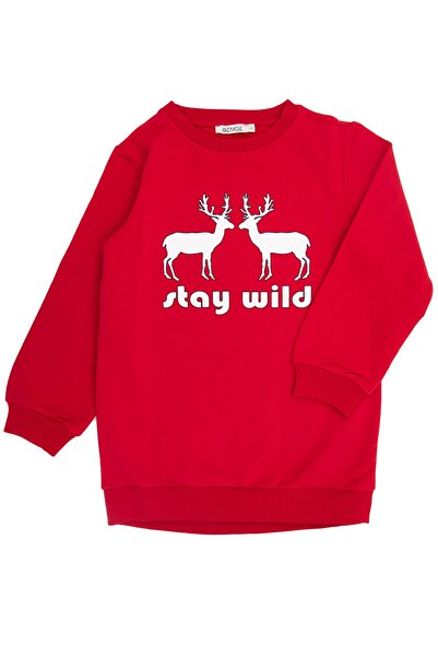 Ozmoz By Mukadder Özden Christmas Special Printed Red Sweatshirt
