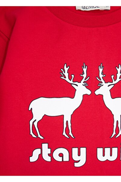 Ozmoz By Mukadder Özden Christmas Special Printed Red Sweatshirt