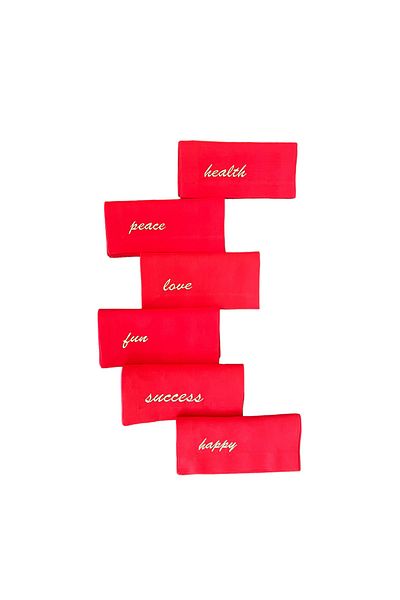 ge living Happy Patterned Red Linen Serving Napkin 45 X 45