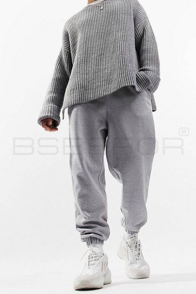 BSBSPOR Ανδρικό γκρι Oversize βαμβακερό αθλητικό παντελόνι - Elastic Leg Jogger