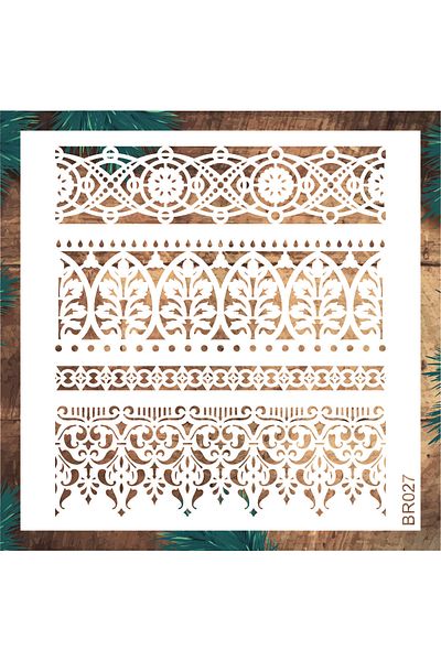 STENCİLTASARIM Stencil Design Br027 Wall Wooden Glass Painting Pattern 30x30cm