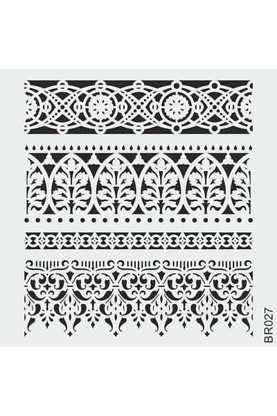 STENCİLTASARIM Stencil Design Br027 Wall Wooden Glass Painting Pattern 30x30cm