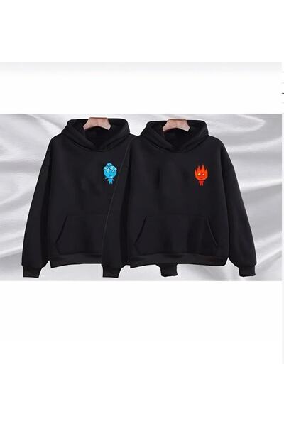 Tarzsokak Hanorac negru din bumbac cu glugă și buzunar cangur, set de 2 piese...