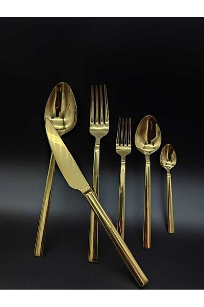 BRONDOFF Wessenburg Berlin Titanium Gold 42 Piece Fork Spoon Knife Set