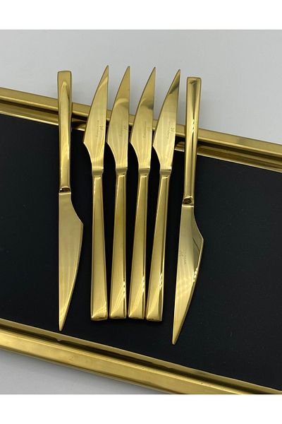 BRONDOFF Wessenburg Berlin Titanium Gold 42 Piece Fork Spoon Knife Set