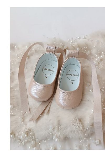 Hodore Fiore Genuine Leather Baby Ballerina Loafer Salmon