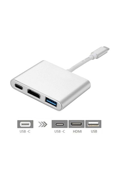 KemSam Store Alfais 4962 USB 3.1 Type C إلى HDMI USB 3.0 محول كابل محول