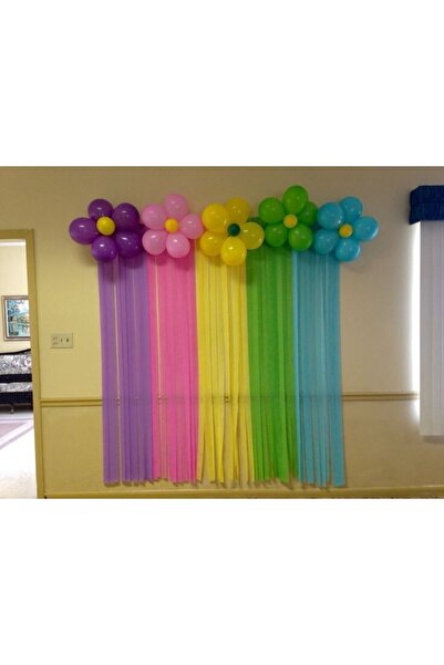 Lema Store 6lı Papatya Aparatlı 36 Balon Renkli Parti Süs