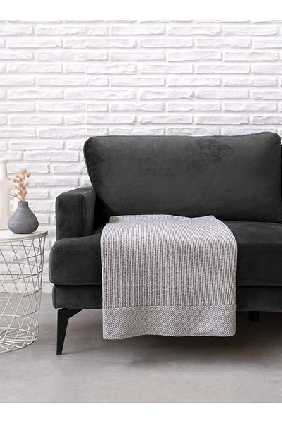 Barine Gray Pergamon Wool Sofa Shawl - 130X170
