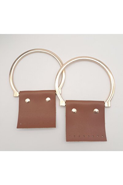 angel çanta aksesuar Taba Suni Derili 11x9 Cm Metal Sap Light Gold Metal