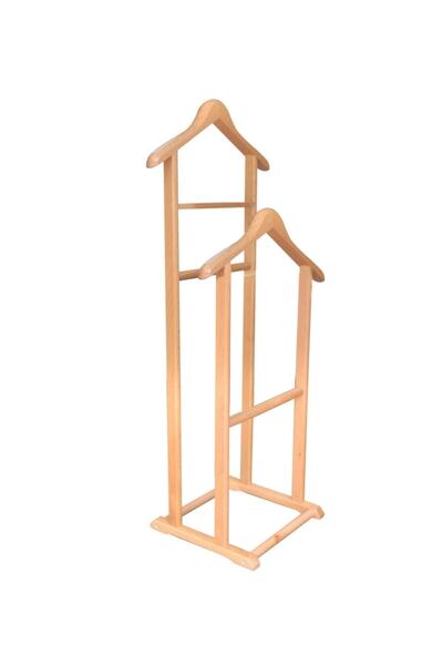 ADALI Ahşap Dilsiz Uşak Naturel Çift Tepeli Ayaklı Askı