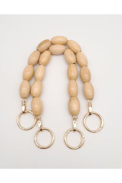 angel çanta aksesuar مقبض خشبي بيضاوي مطرز مقاس 38 سم