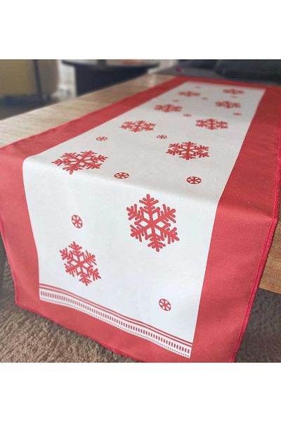 Alacastore New Year Red Snowflake Themed Runner