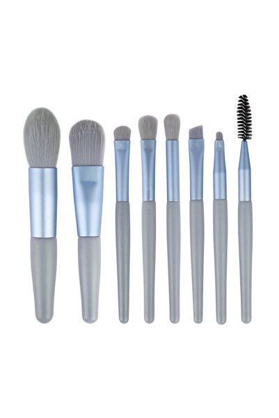 MAQYA Cosmetics 8 li Çantalı Lüks Profesyonel Mavi Makyaj Fırça Seti