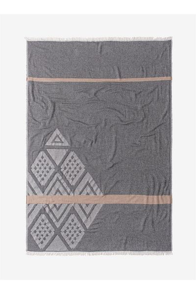 Barine Motif Sofa Shawl Blanket Beige/black