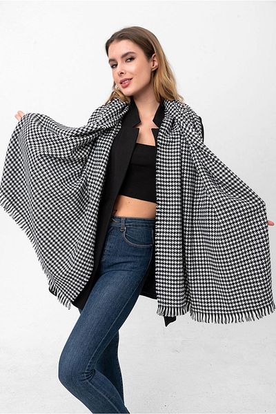 Saria Moda Houndstooth Pattern Women's Shoulder Shawl