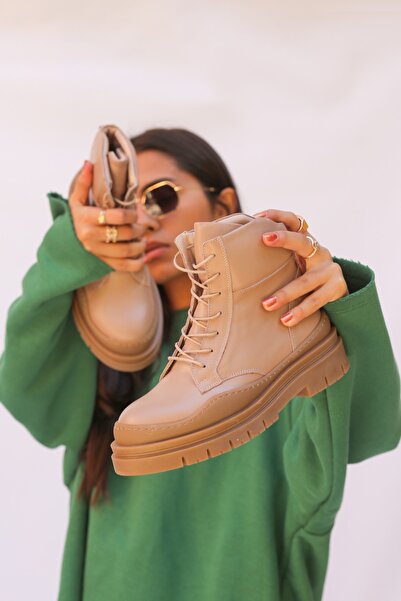 ELİT SHOES Laney Hakiki Deri Bağcıklı Kadın Postal