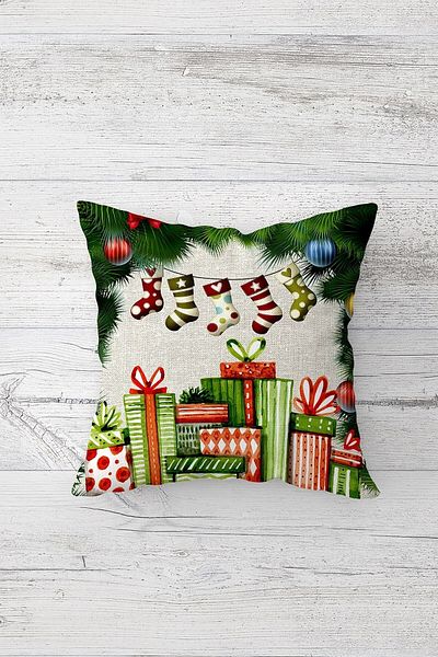 on the clouds Santa Claus Christmas Gift Stocking Theme Hidden Zippered Throw Pillow Case Pillowcase Set(4pcs)