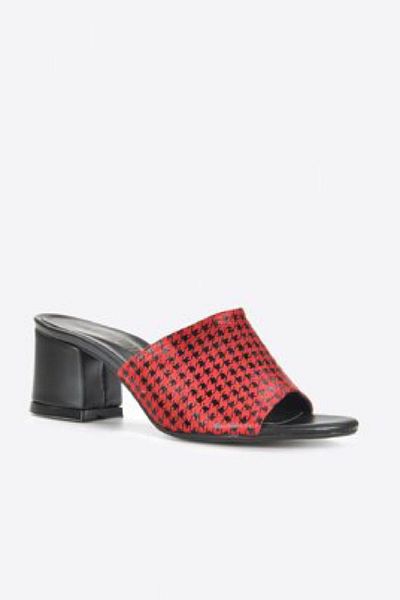NY MODA Γυναικείες παντόφλες με μαύρο σχέδιο Houndstooth