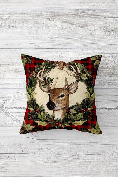 on the clouds New Year Deer Christmas Christmas Hidden Zippered Throw Pillow Case Seat Pillow Case Set (4pcs)