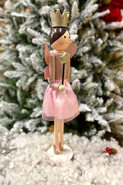 Huzur Party Store 55 εκ. Angel Fairy Girl Καρυοθραύστης Ροζ ροζ χρυσό πολύχρωμο αστέρι με ασημί Χριστουγεννιάτικο νέο έτος διακόσμηση