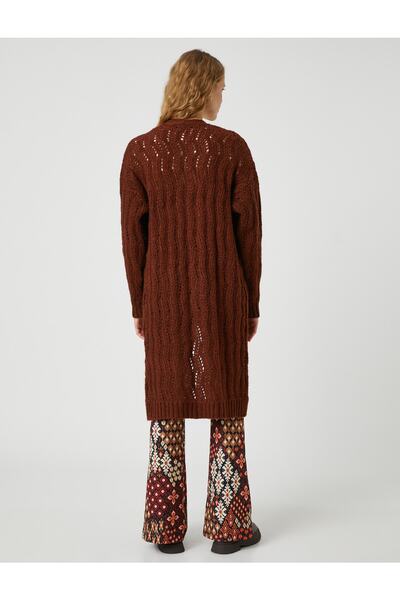 Koton Πλεκτή ζακέτα Long Moher Blended με τσέπες