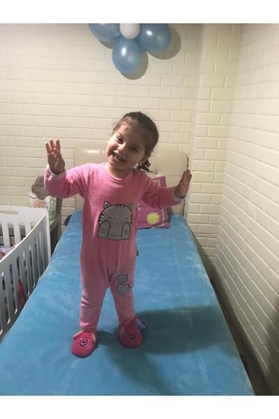 Sevnur Baby Kız Bebek Kışlık Kadife Kedi Patili Uyku Tulumu