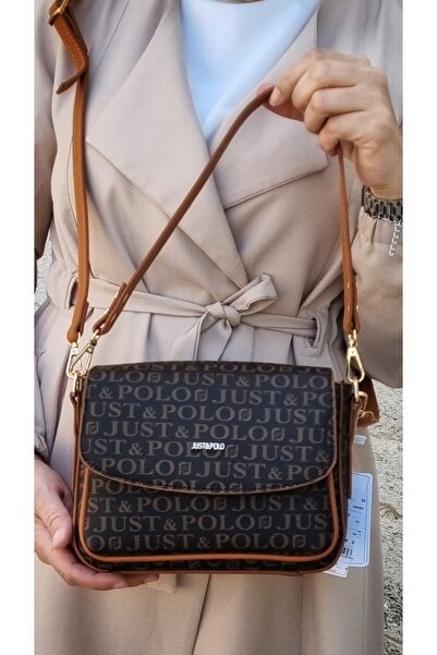 Just Polo حقيبة كتف نسائية بلون القهوة ذات شريطين و3 أقسام للكتف وحقيبة كروس ...