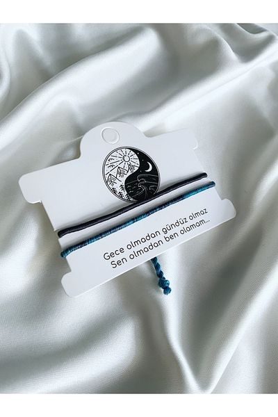 Atölye Merdiven Ying Yang Couple Bracelet Set of 2 Doesn'T Be Without You Bff, Couple, Dating, Lover Bracelet