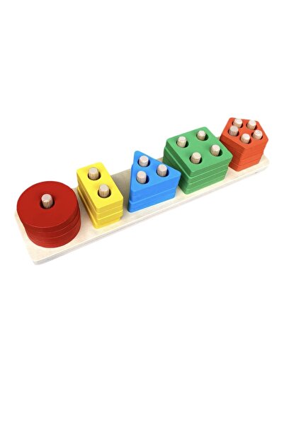 kayra wooden toys لعبة بولتاك تعليمية خشبية مكونة من 5 قطع ذات شكل هندسي