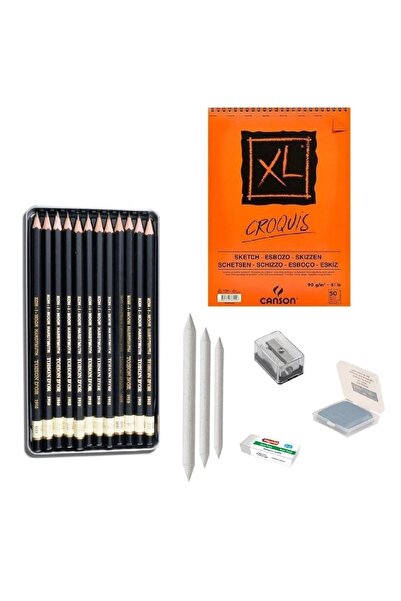 Koh-i Noor مجموعة رسم للمبتدئين 6 + قلم رصاص متدرج + دفتر ملاحظات مقاس A5 + م...