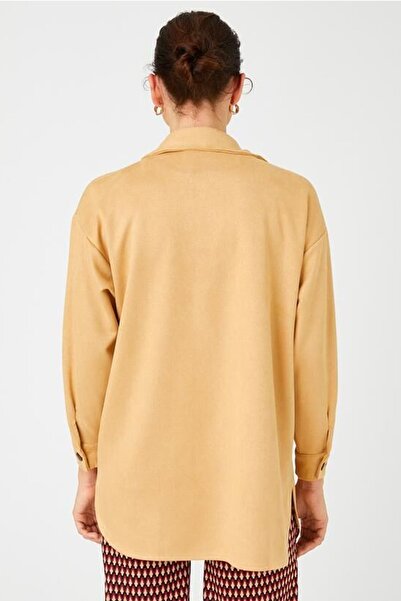 Koton Női velúr kinézetű zsebes, nagyméretű ingkabát 3wak10054ek